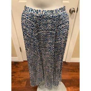 Hunter Bell Blue & Silver Leopard Print "Piper" Pleated Midi Skirt, Size 4, NWT!